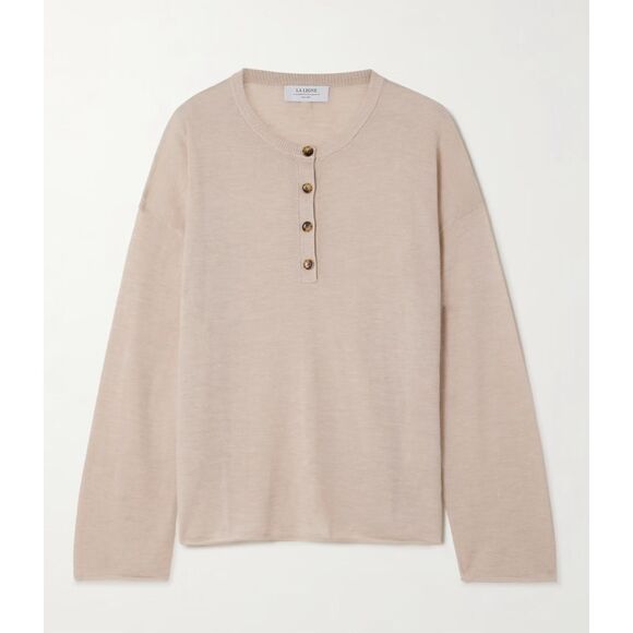 NWT La Ligne featherweight cashmere henley sweater, $275 Sm F21 - Picture 1 of 7
